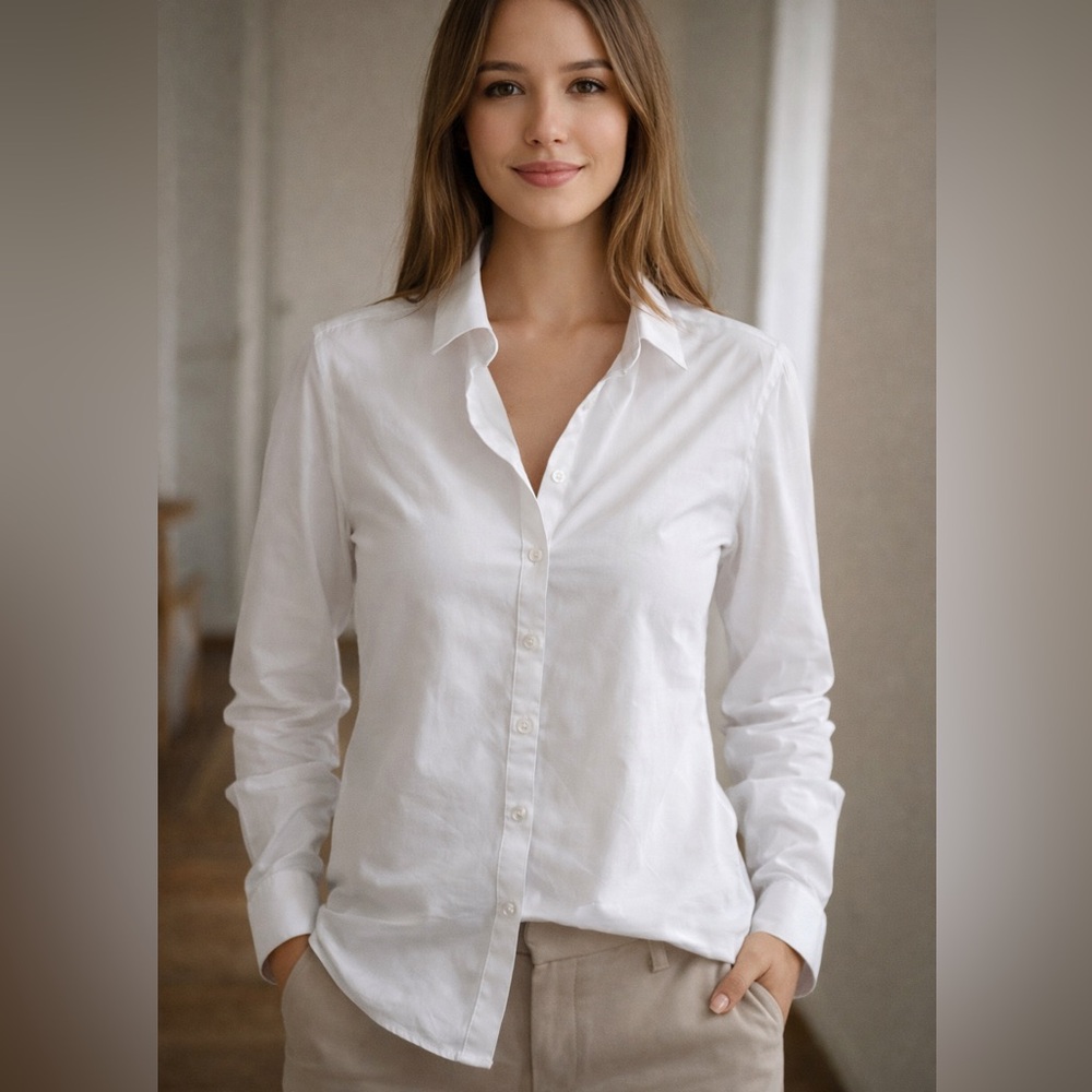 Elegant White Button-Down Shirt